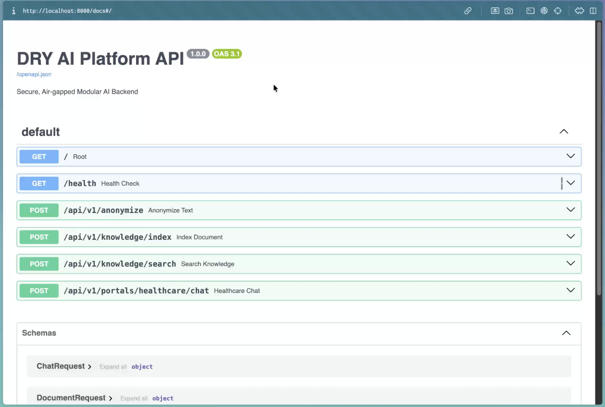 DRY AI Platform website screenshot